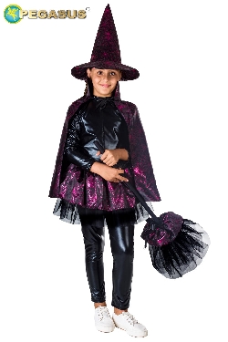 CAPPELLO+MANTELLO STREGA FUXIA